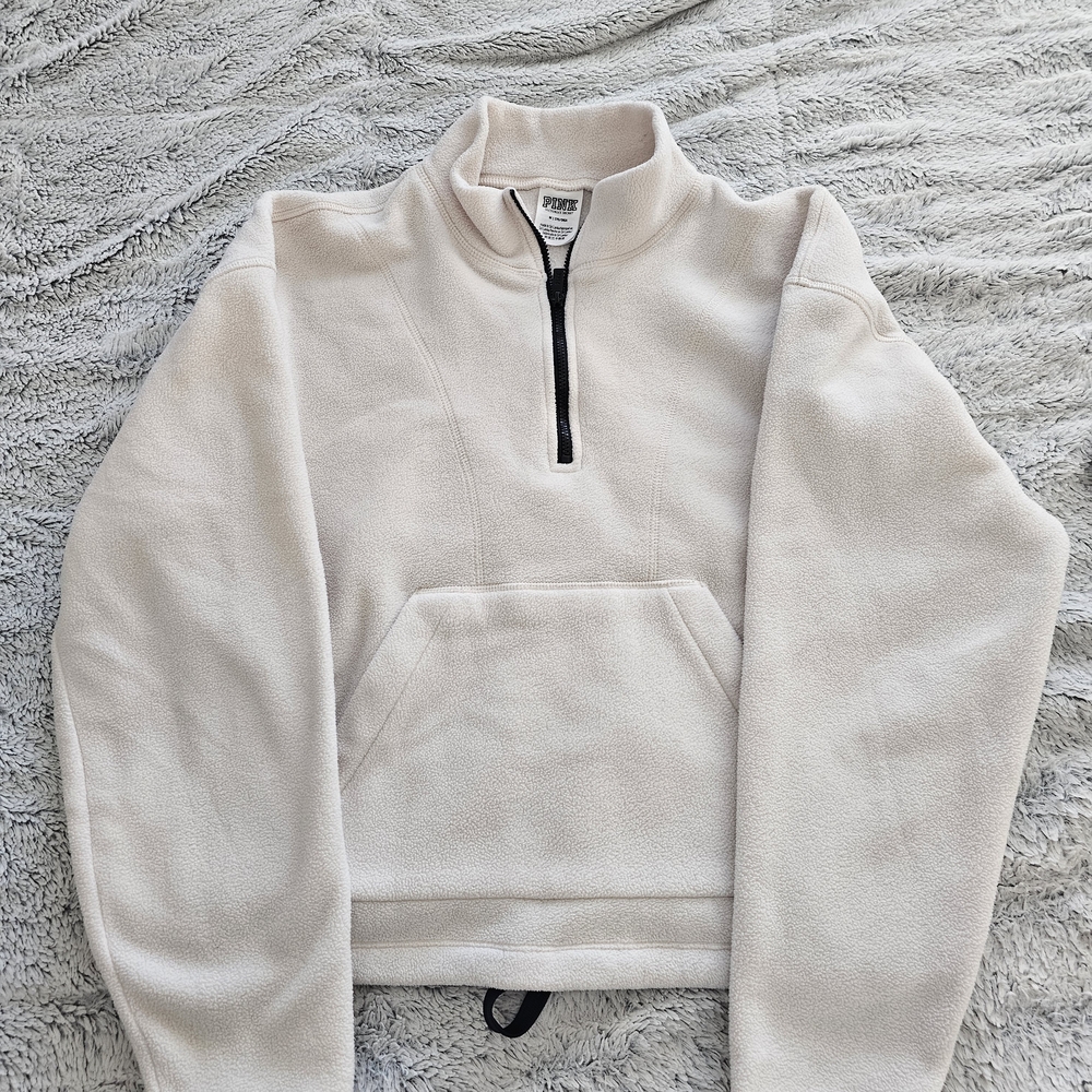 PINK Victoria's Secret Cream Quarter-Zip Sweater